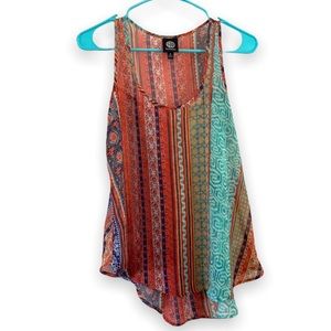 Bobeau Sheer Boho Colorful Tank Top